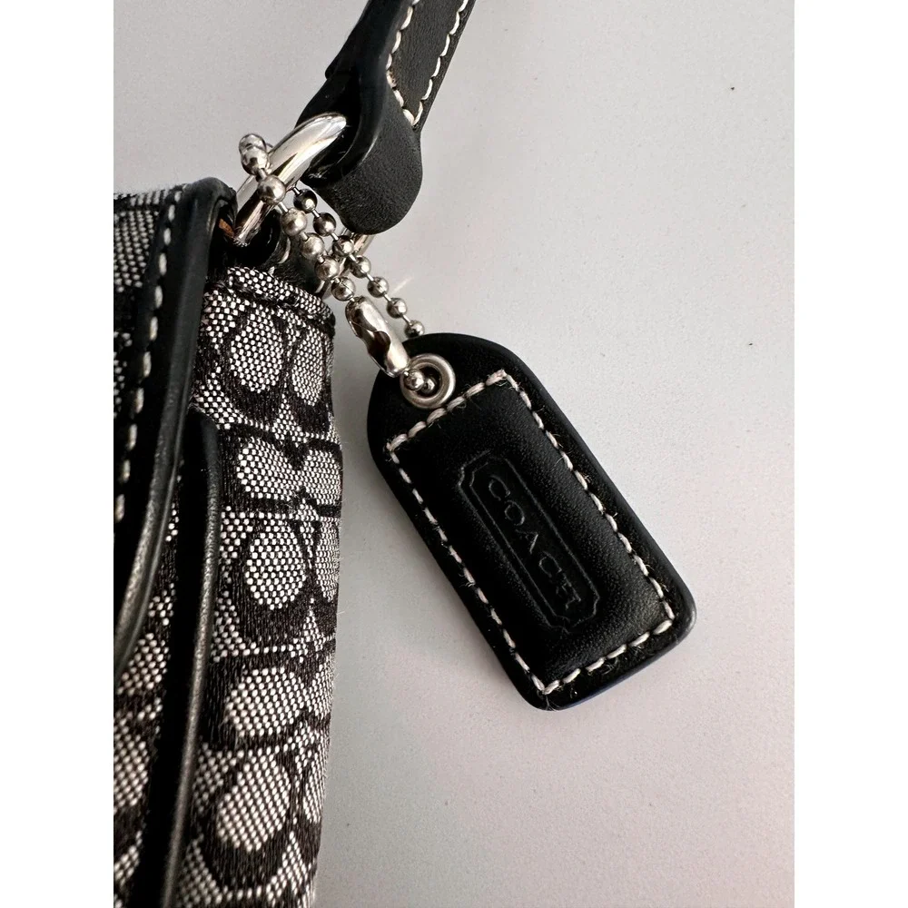 Coach Signature C Monogram Canvas Phone Crossbody Bag Black Tech Mini Purse Y2K